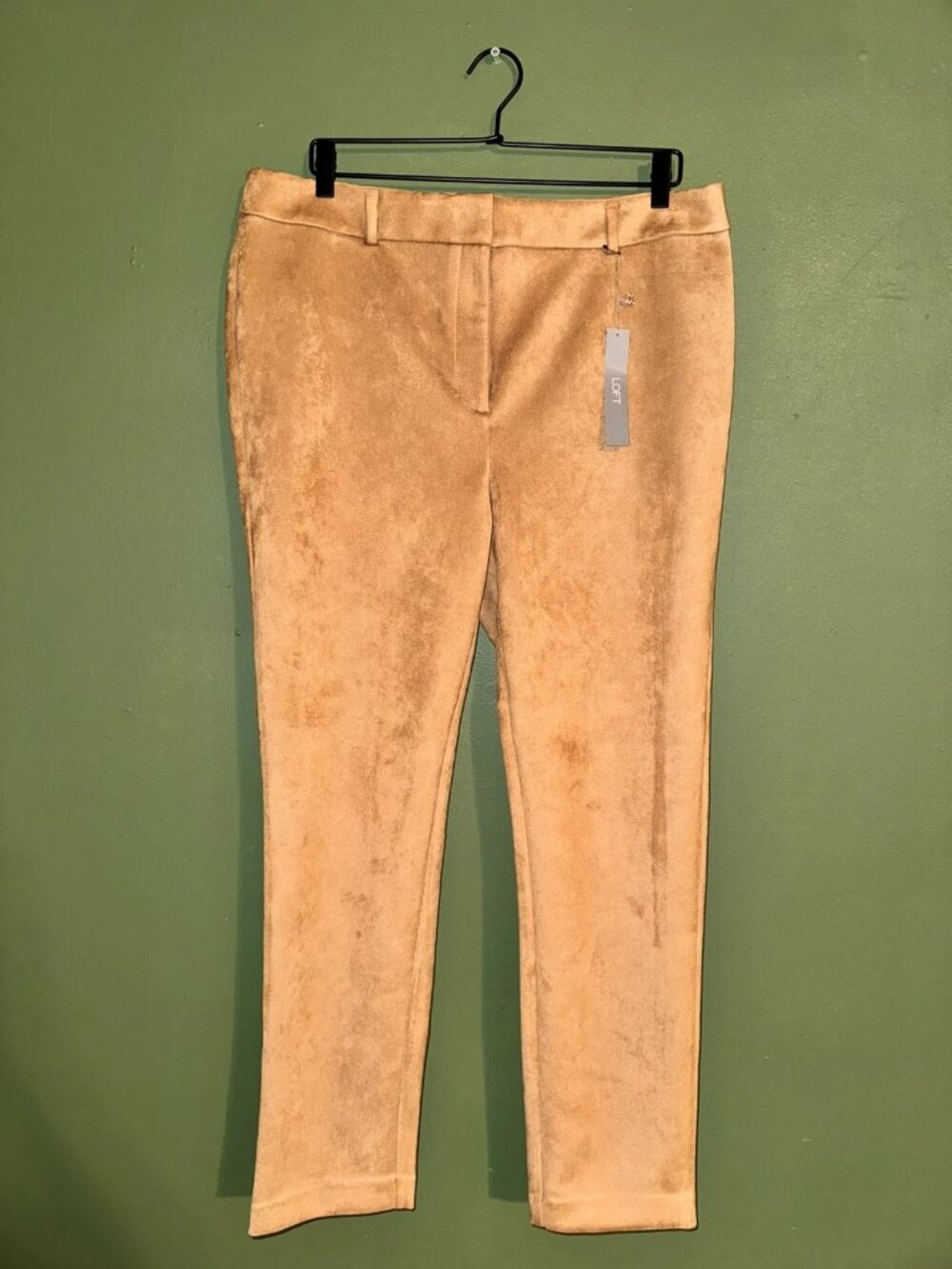 LOFT Tan Camel Faux Suede High-Waist Skinny Pants Size 14 NWT